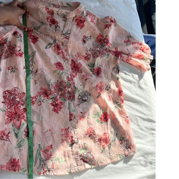 Bundle It! Max Pink Floral Print Mandarin Collar Shirt Style Women's Top Size M - Picture 8 of 9